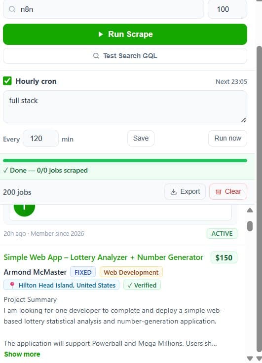 Upwork jobs scraper & enrichment overview