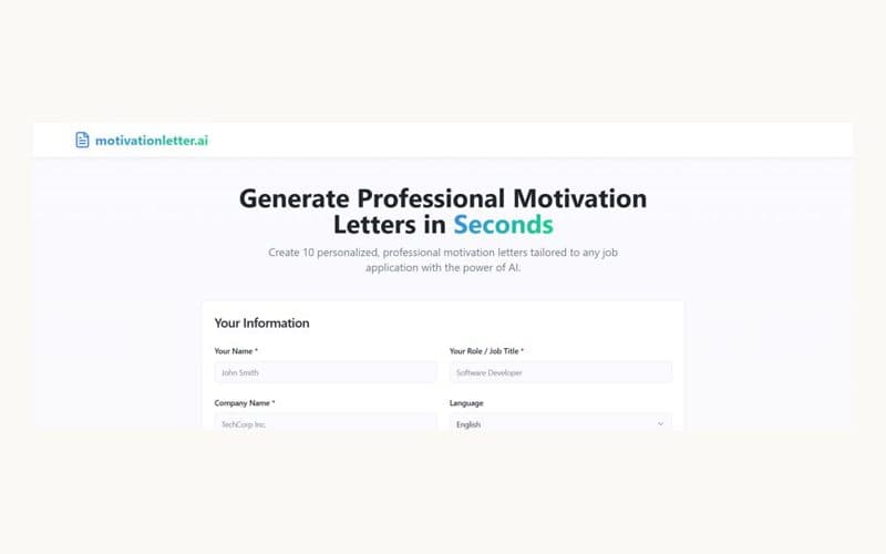 AI Motivation Letter Generator preview