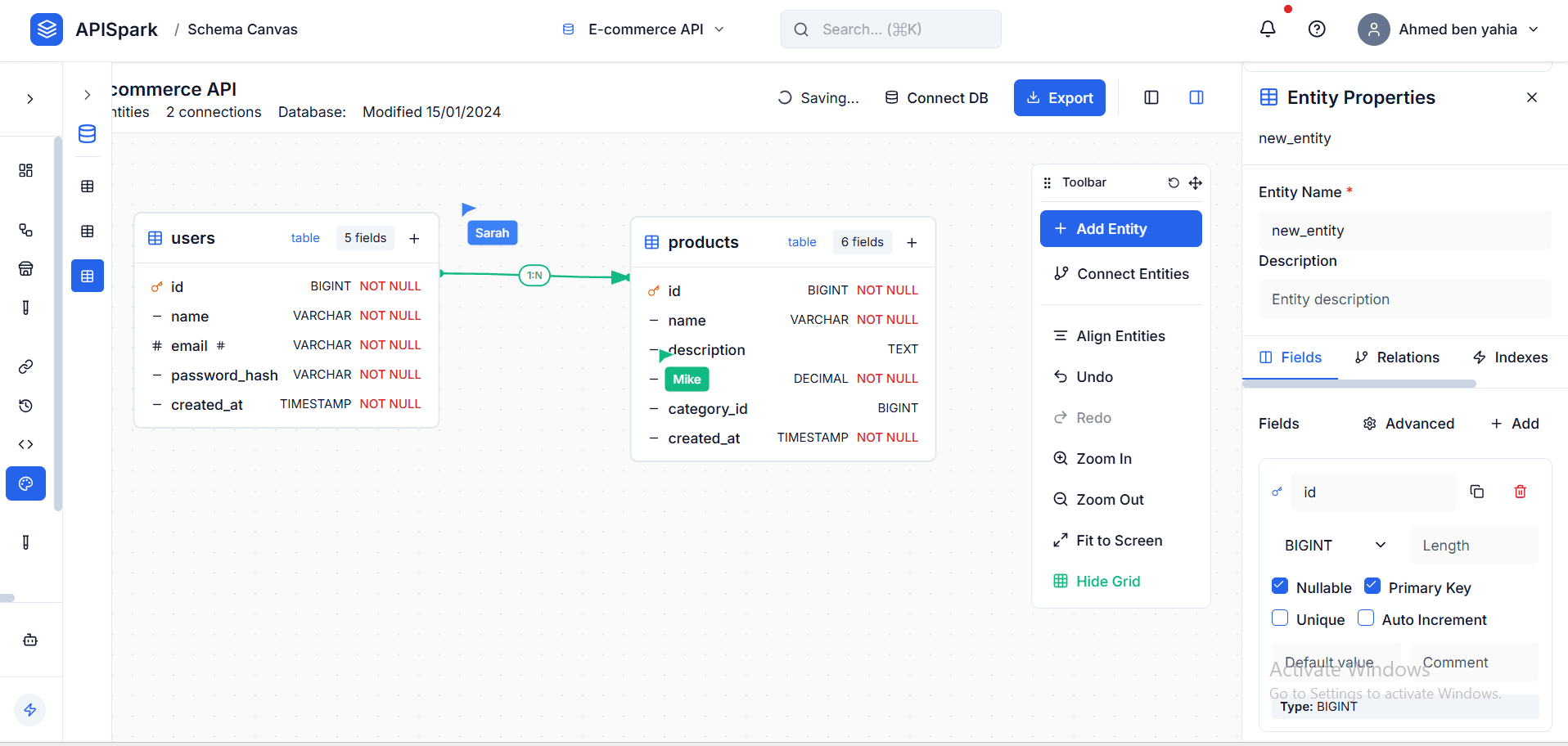 APIspark visual API builder interface — view 1