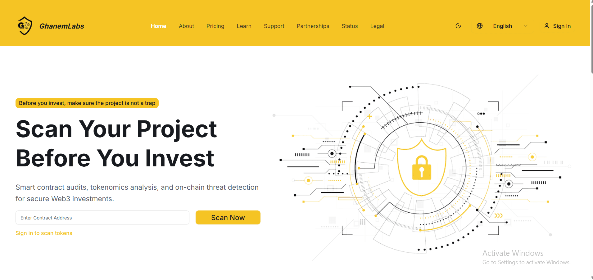 Ghanem Labs Web3 audit platform interface — view 1