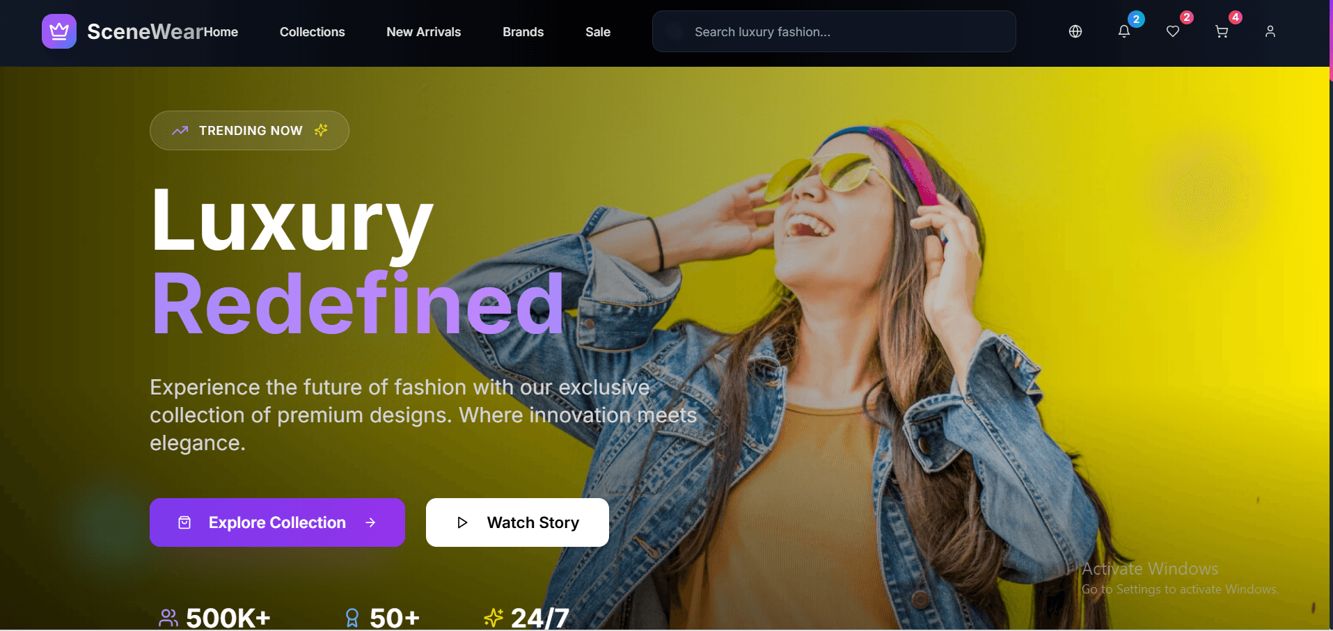 Scenewear e-commerce platform interface — view 1