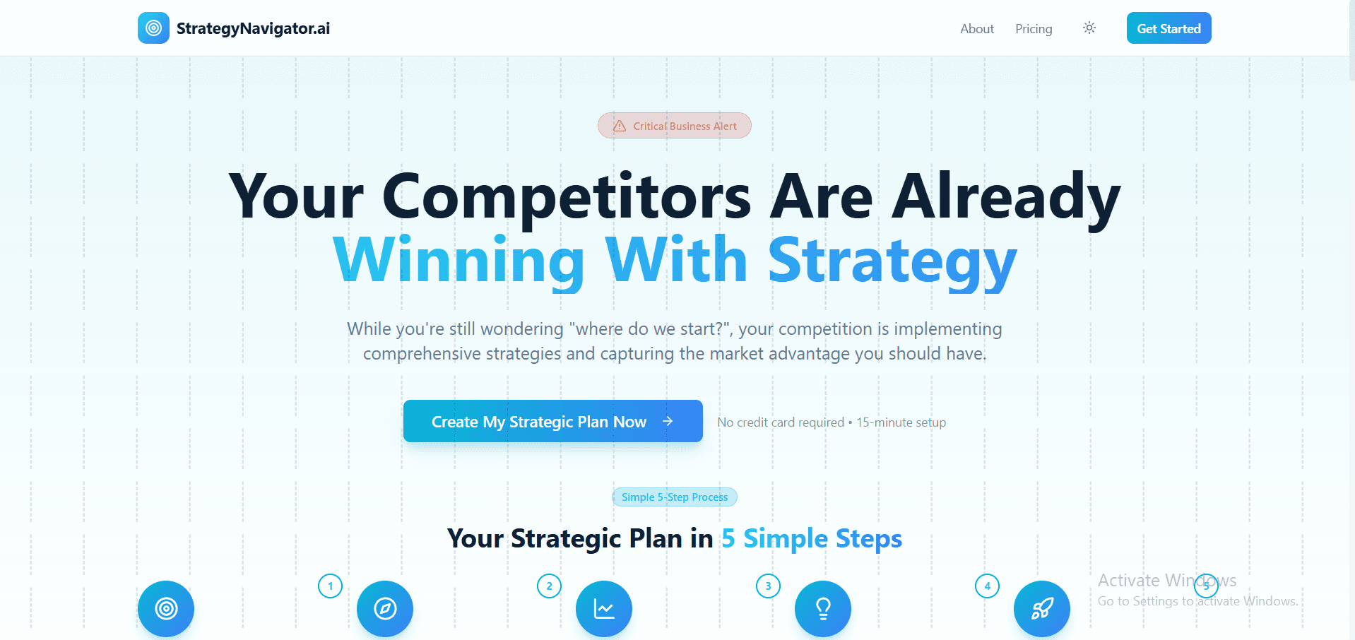 Strategy Navigator AI SaaS interface — view 1